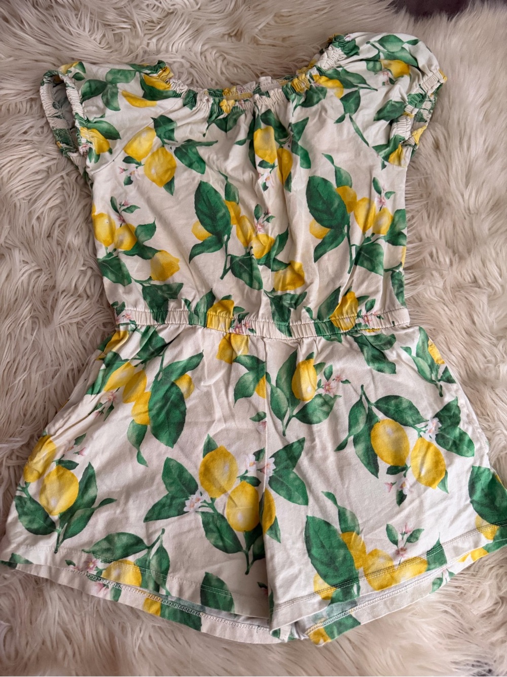 Old Navy White Lemon-Print Girls Romper